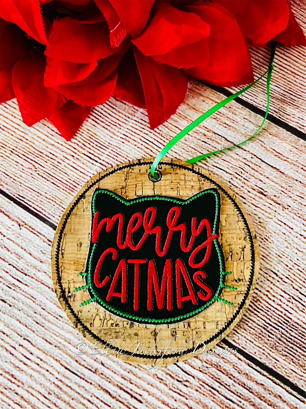 Thumbnail: Merry Catmas Christmas Ornament Embroidery Design