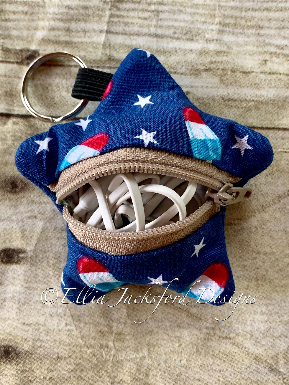 Thumbnail: ITH Star Earbud Case Keyfob Embroidery Design