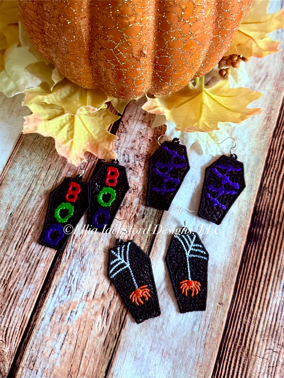 FSL Coffin Halloween Earring Embroidery Design Set of 3