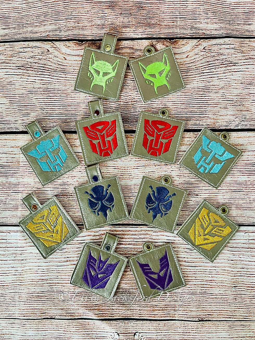 Thumbnail: Robot Cars Keyfob Embroidery Design BUNDLE