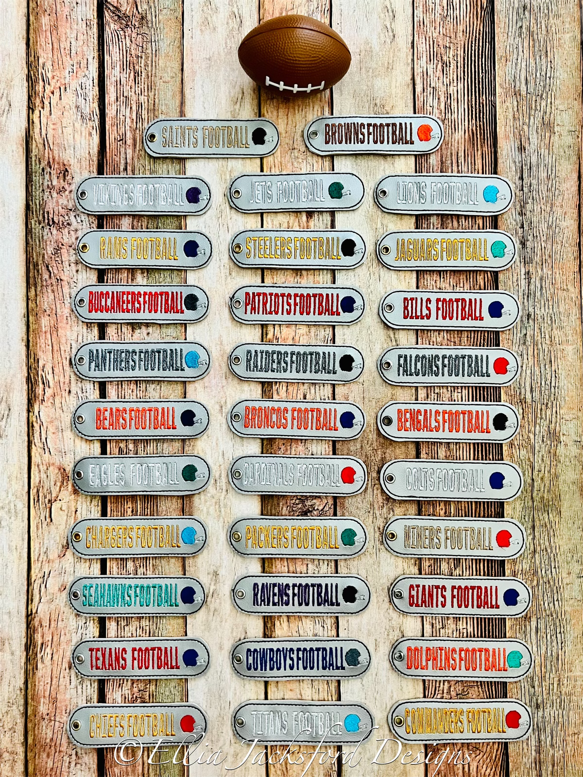 Team Names Keyfob Embroidery Design SET OF 32