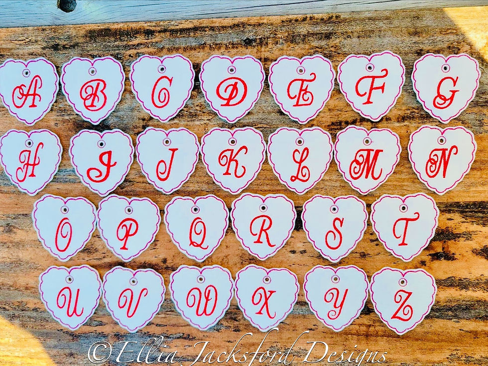 Thumbnail: Heart Alphabet Wine Charms Embroidery Design