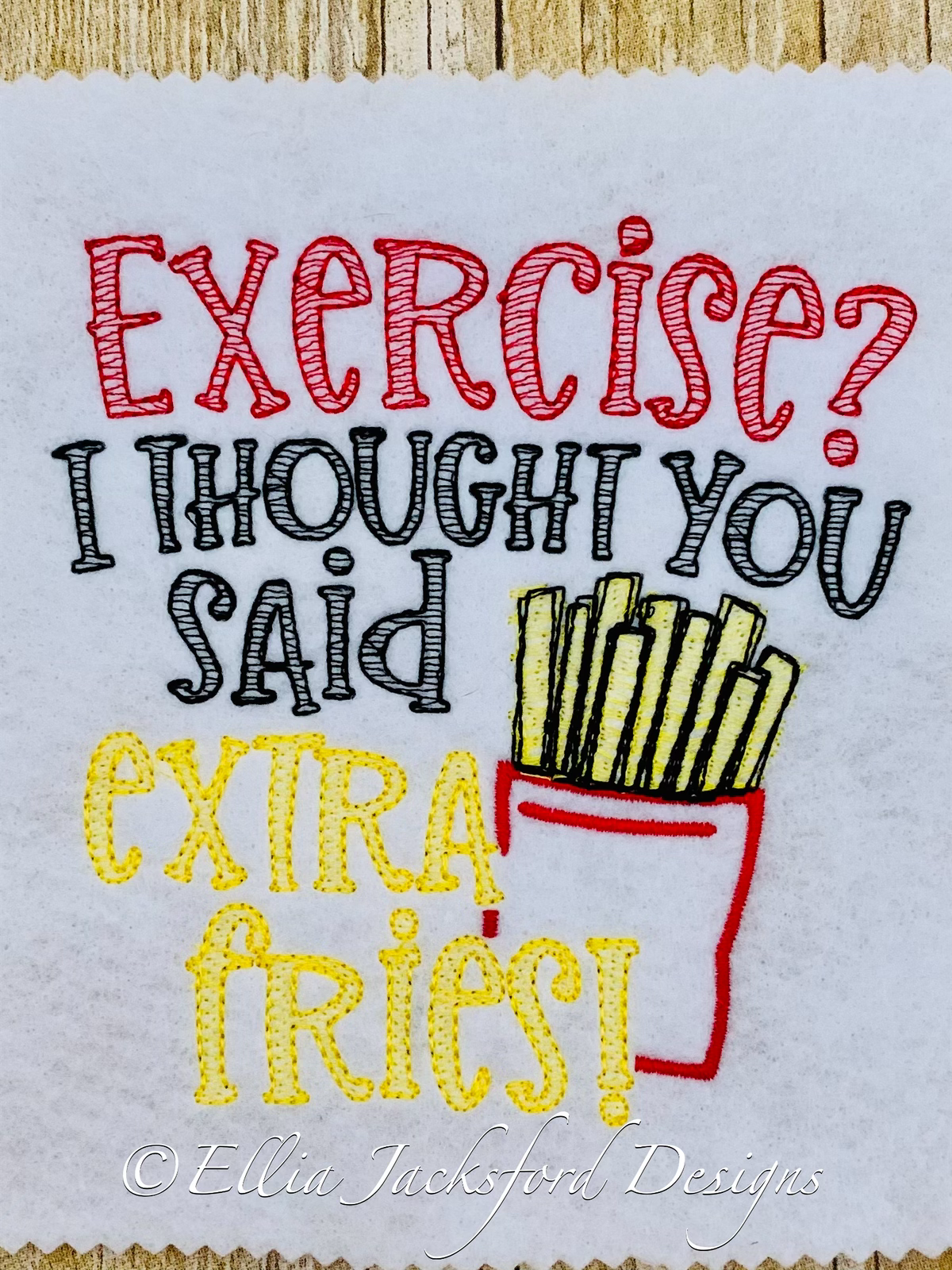 Extra Fries Sketch Embroidery Design 3 SIZES