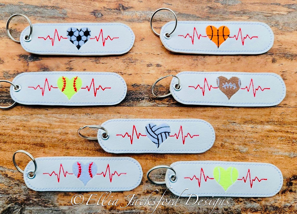 Thumbnail: Sports Heartbeat Keyfob Embroidery Design BUNDLE