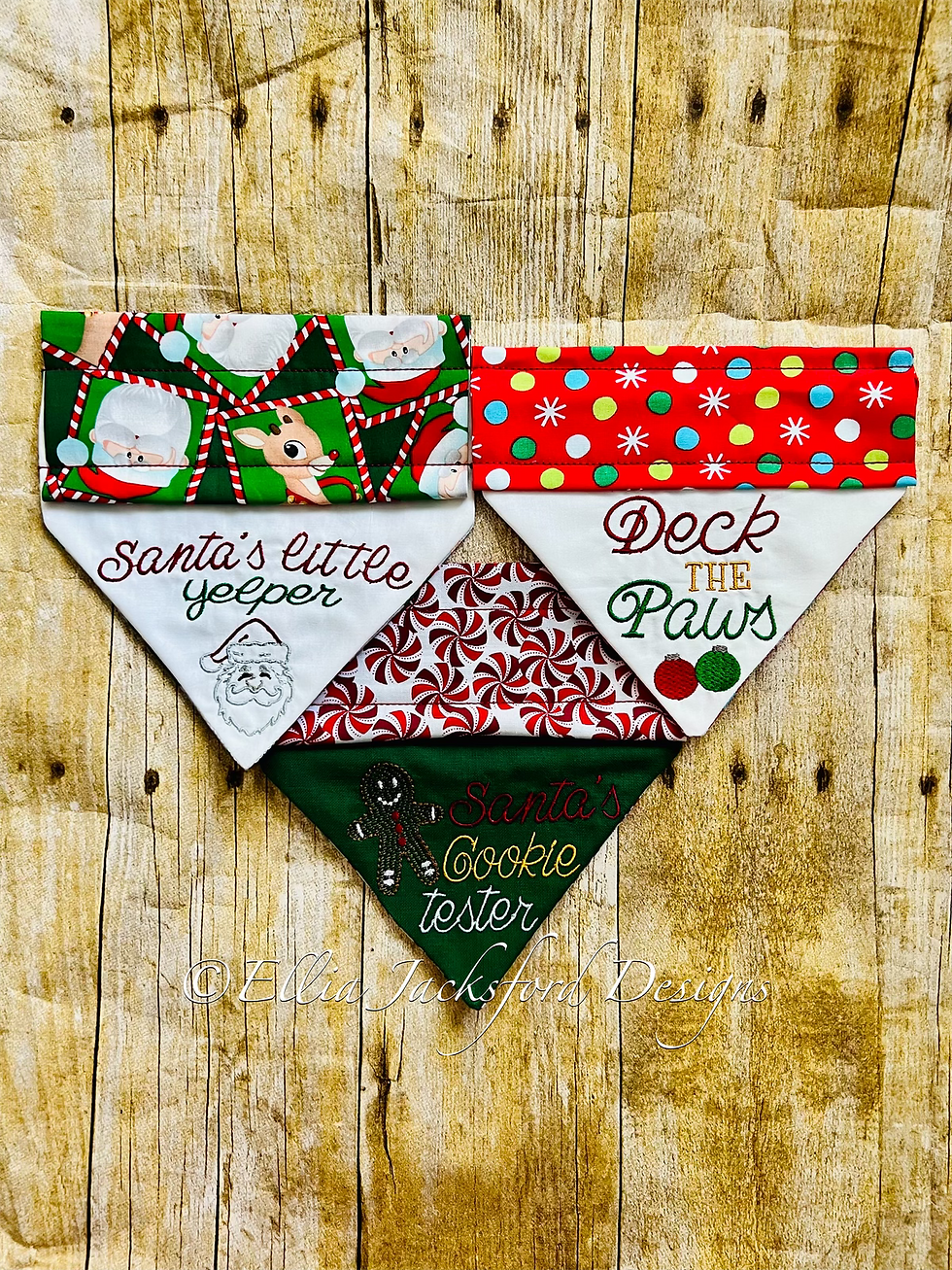 Thumbnail: ITH Christmas Pet Bandana Embroidery Design SET OF 3