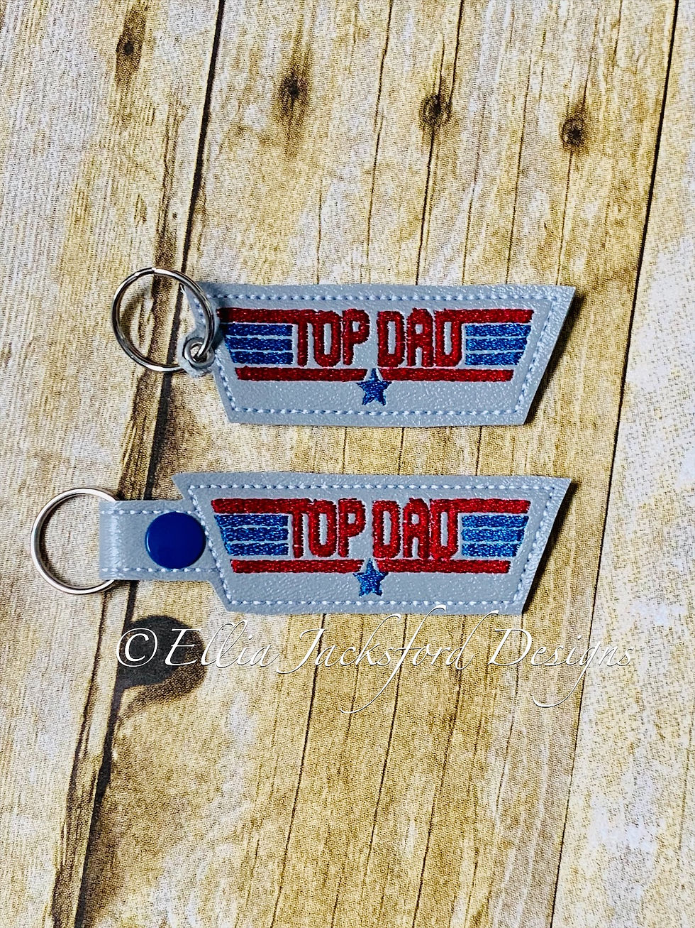 Thumbnail: ITH Top Dad Keyfob Set Embroidery Design