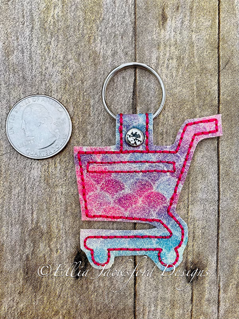 Thumbnail: ITH Buggy Coin Keeper Embroidery Design Keyfob