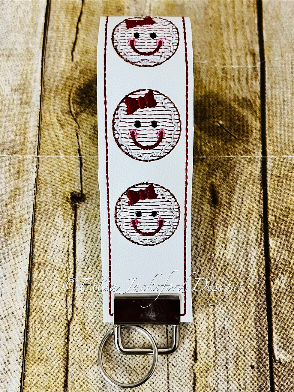 Thumbnail: Christmas Sketch Wristband Keyfob Embroidery Design 4 SIZES