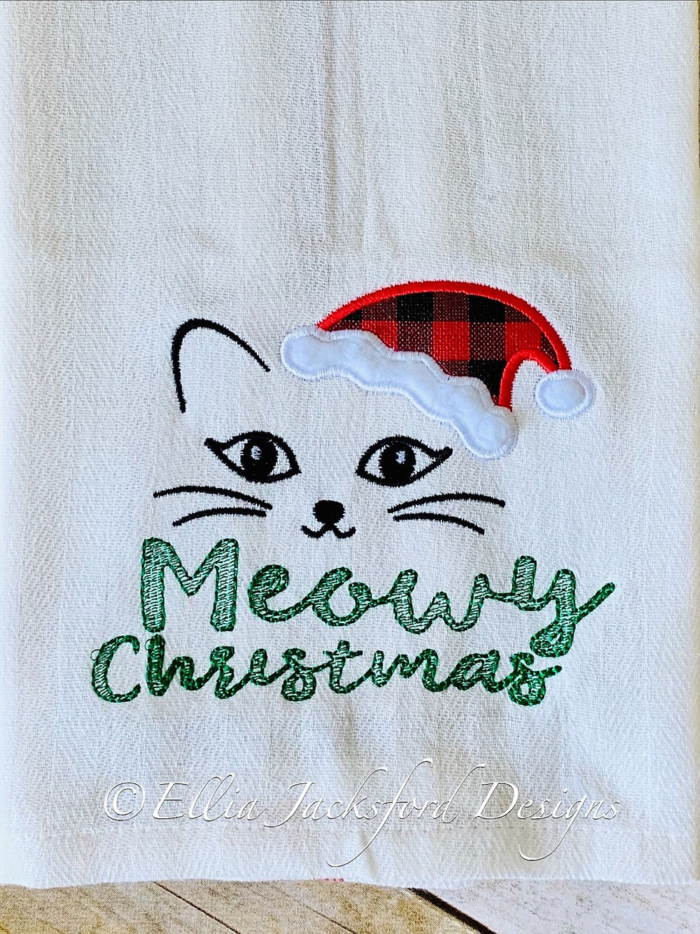 Thumbnail: Applique Meowy Christmas Embroidery Design