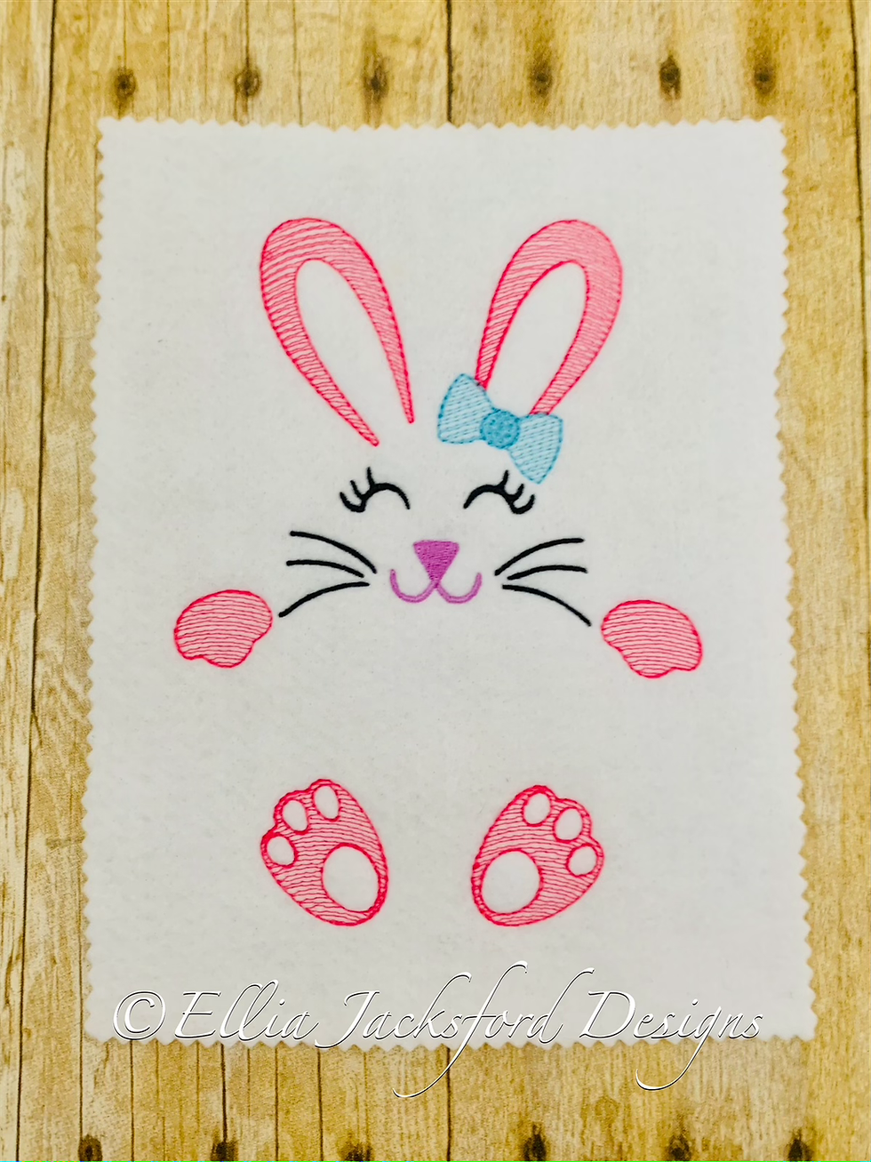 Thumbnail: Sketch Girl Bunny Name Frame Embroidery Design 2 SIZES
