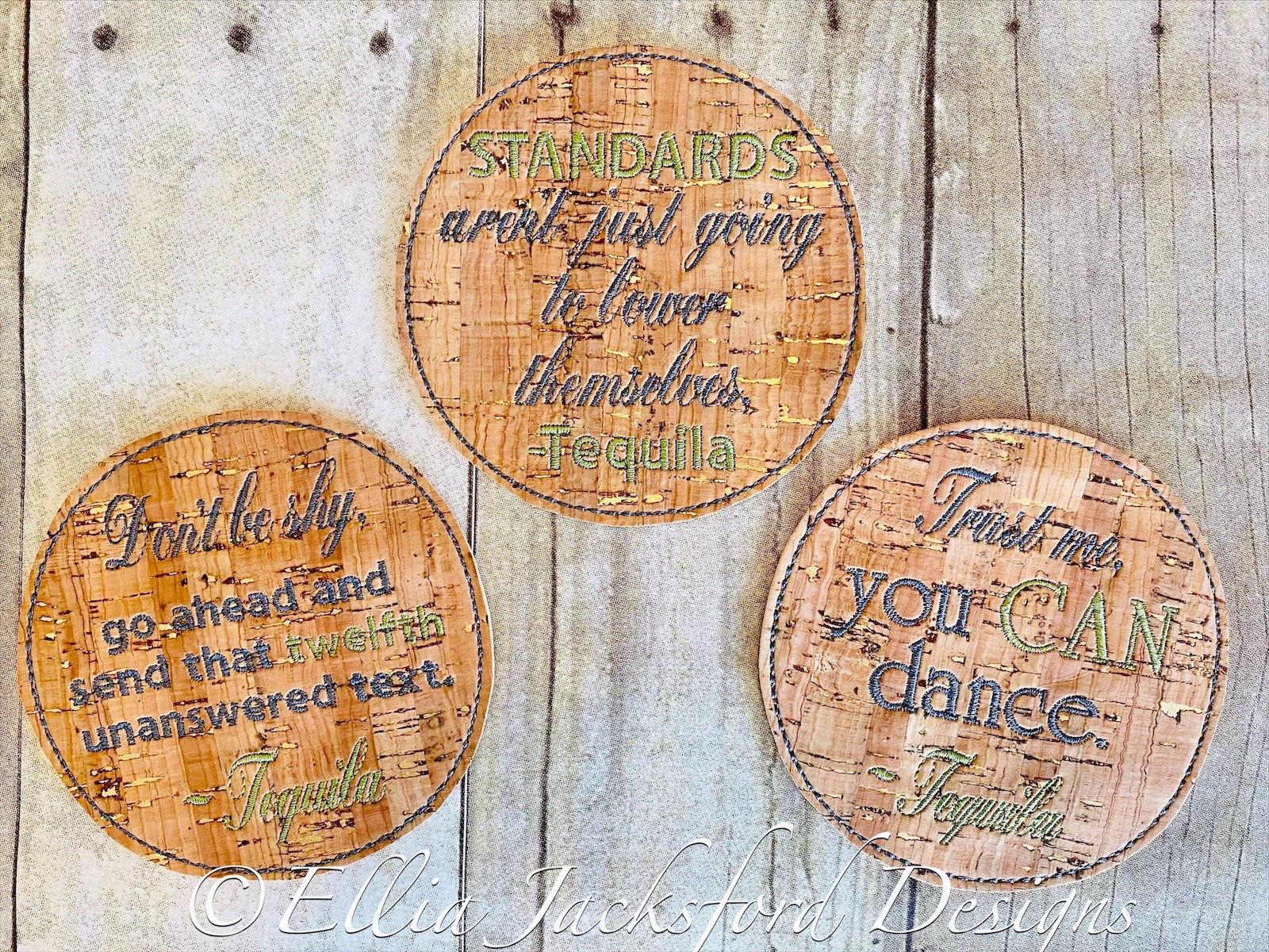 ITH Tequila Sayings Coaster Set Embroidery Design