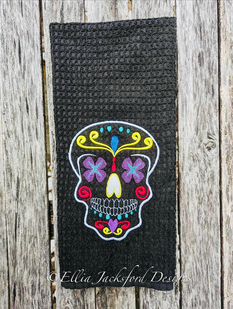 Thumbnail: Sugar Skull Sketch Embroidery Design 4 SIZES