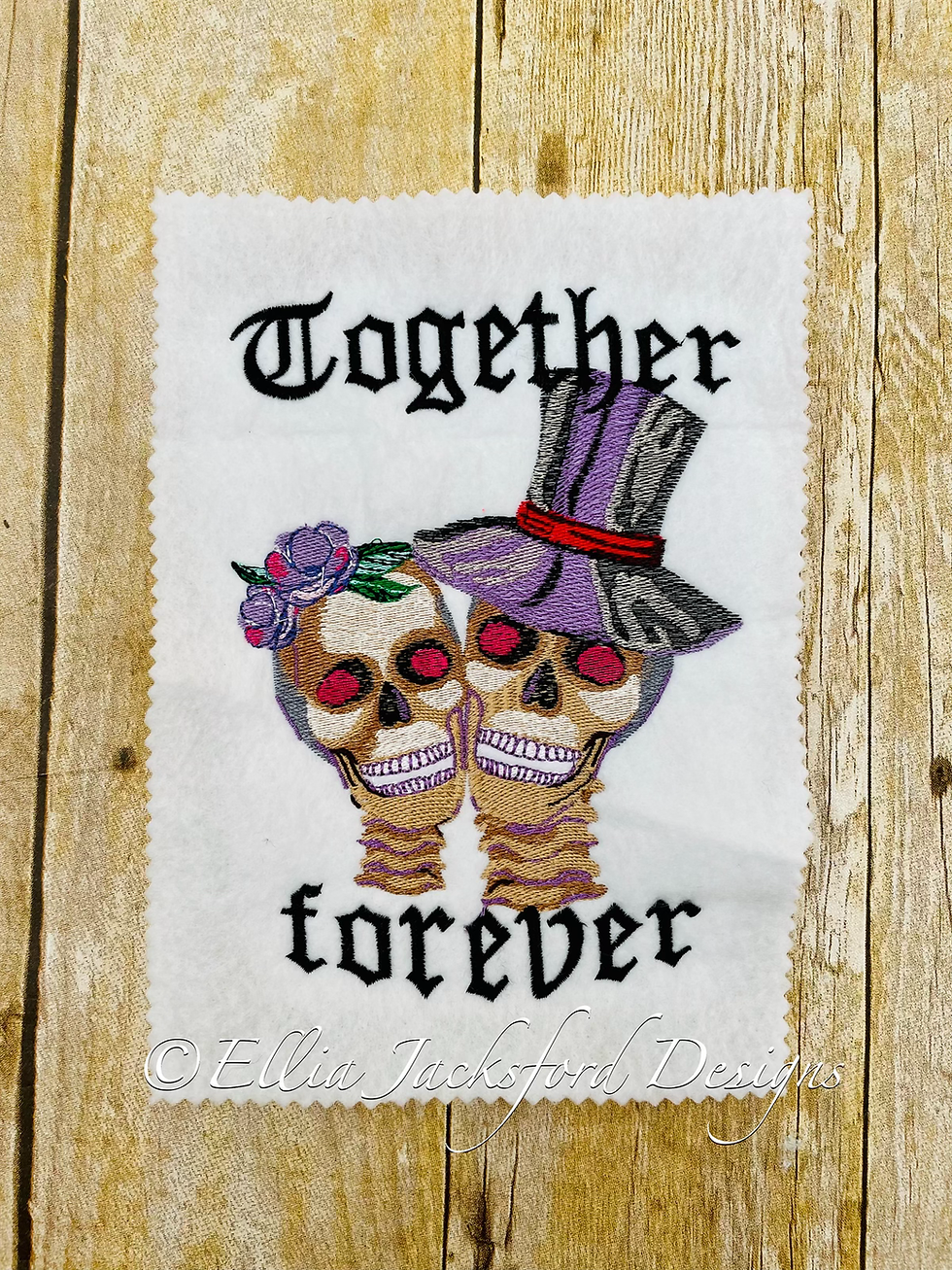 Thumbnail: Watercolor Skeleton Couple Embroidery Design SET OF 2