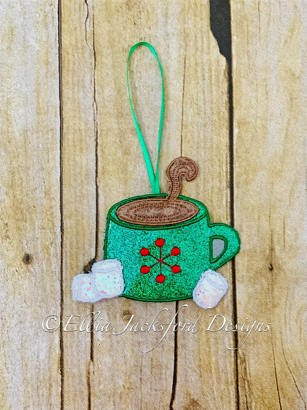 Thumbnail: ITH Hot Cocoa Ornament Embroidery Design 2 FINISHES