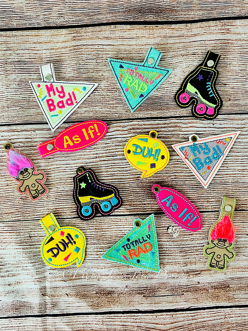 Thumbnail: 80s Keyfob Embroidery Design BUNDLE
