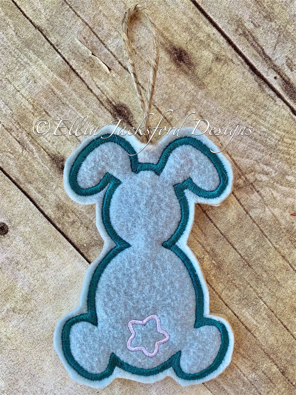 Thumbnail: ITH Bunny Butt Ornament Embroidery Design