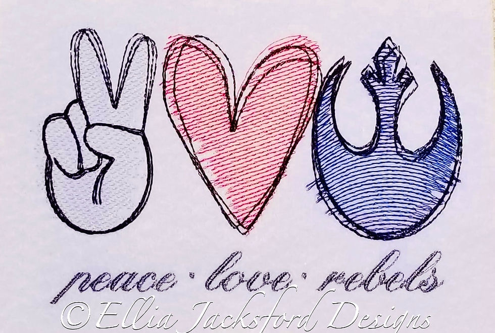 Thumbnail: Peace Love Rebels Sketch Embroidery Design 3 SIZES