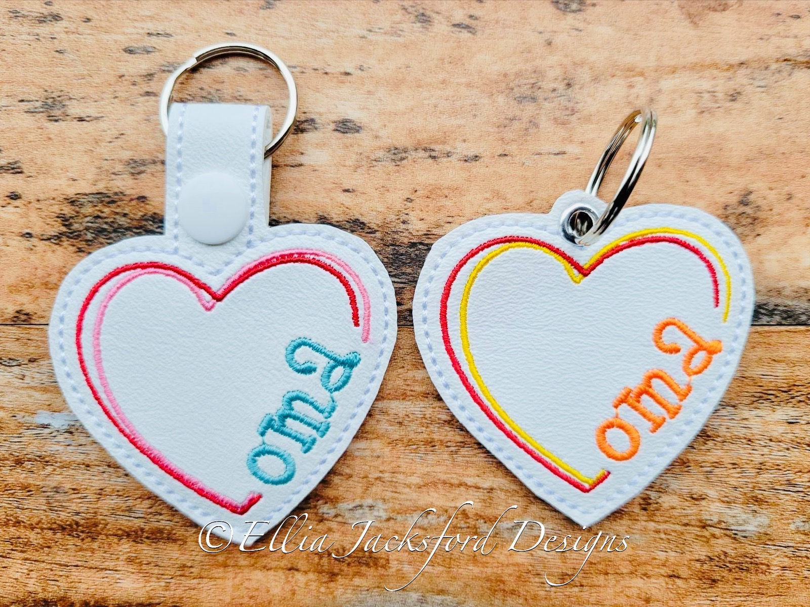 Oma Heart Keyfob Embroidery Design 2 FINISHES