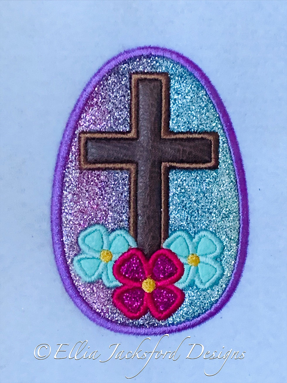 Thumbnail: Easter Egg Cross Applique Embroidery Design 2 SIZES