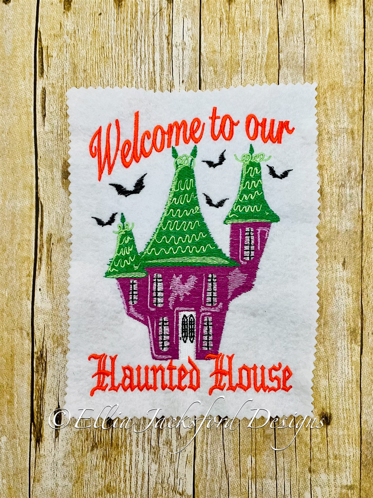 Watercolor Haunted House Welcome Embroidery Design 4 SIZES
