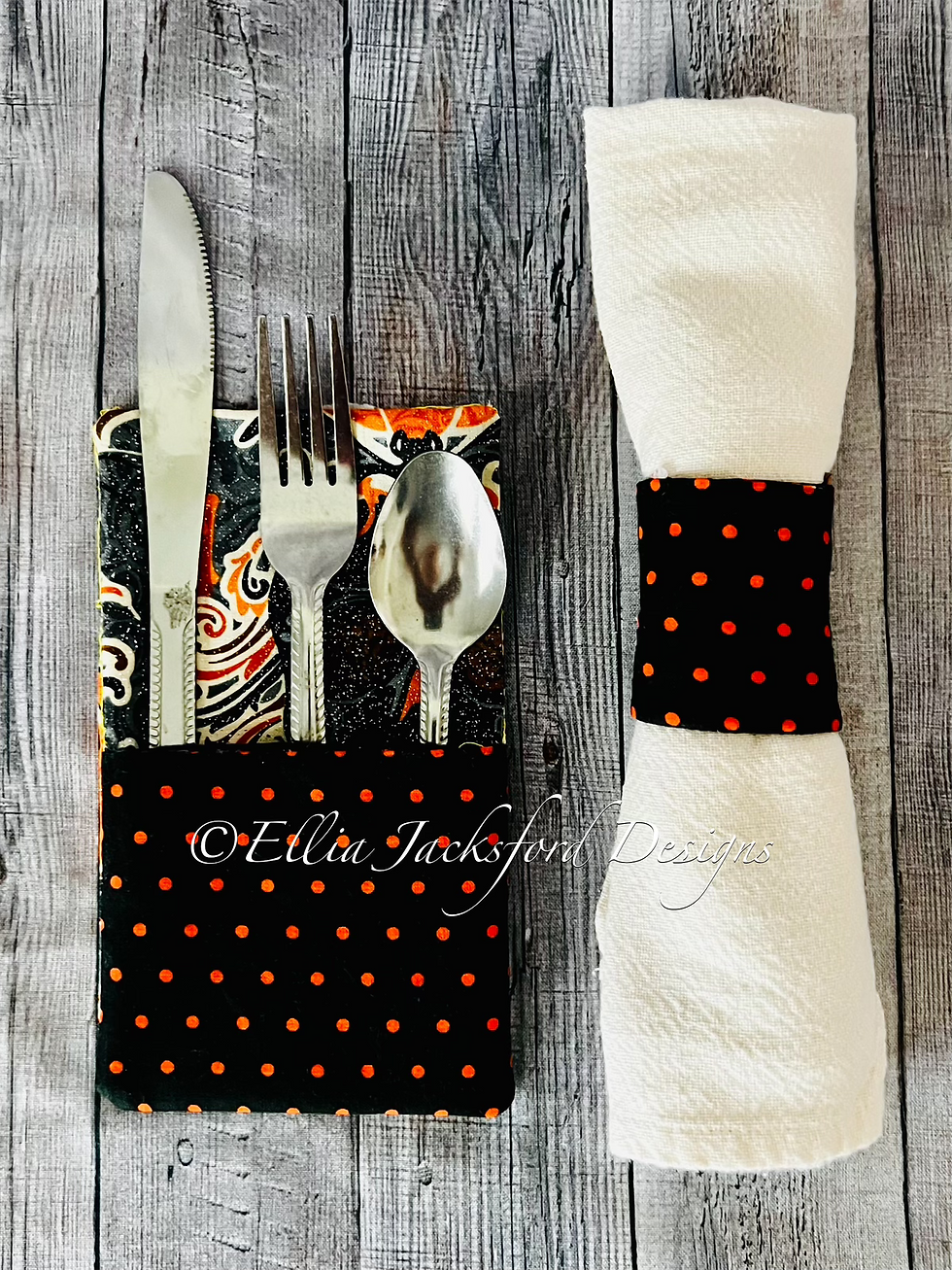 Thumbnail: Fabric Silverware and Napkin Ring Embroidery Design Set
