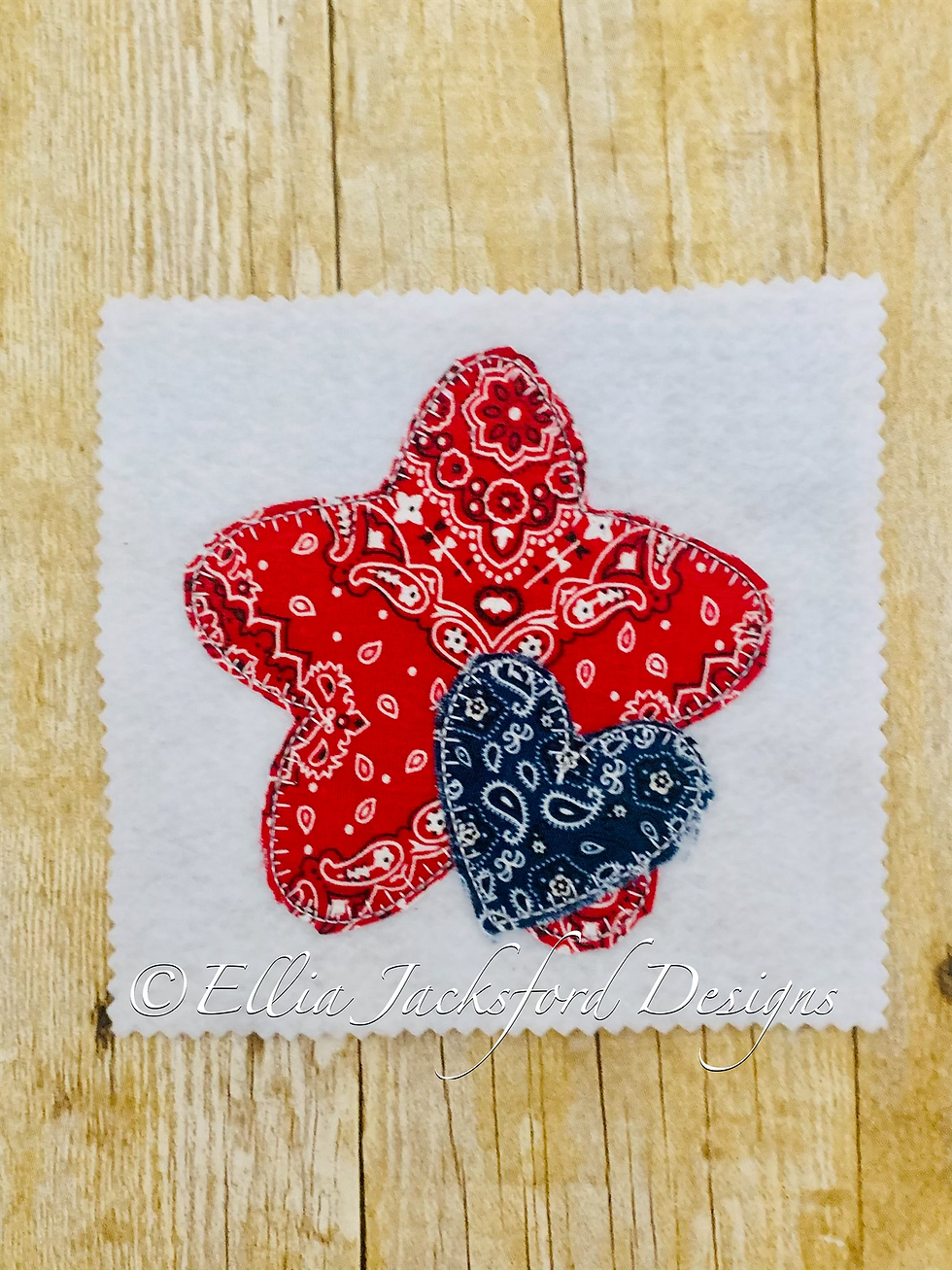 Thumbnail: Star and Heart Appliqué Embroidery Design 4 FINISHES