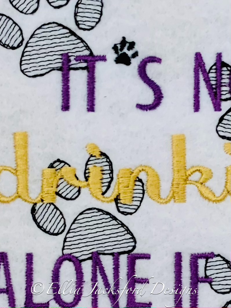 Thumbnail: Not Drinking Alone Cat Embroidery Design 3 SIZES