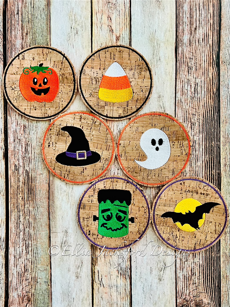 Thumbnail: ITH Halloween Coaster Embroidery Design SET OF 6