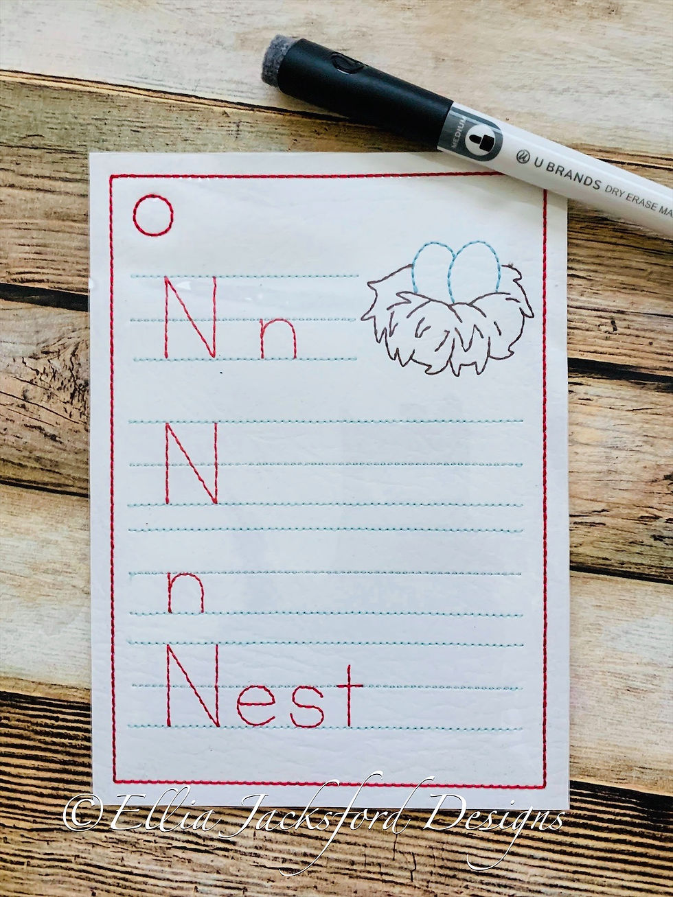 Thumbnail: ITH Alphabet Letter Worksheet Embroidery Design 3 FINISHES