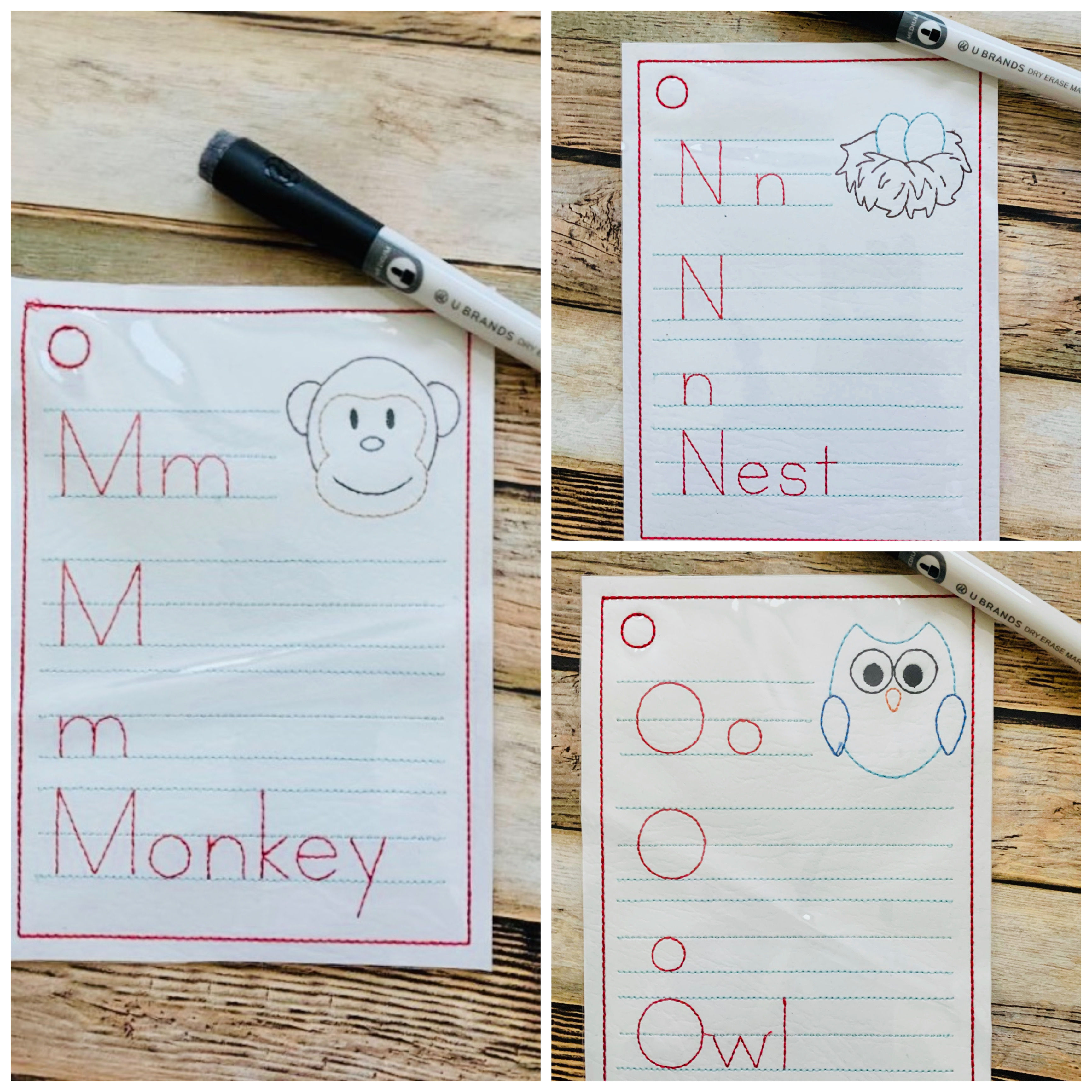 ITH Alphabet Letter Worksheet Embroidery Design 3 FINISHES