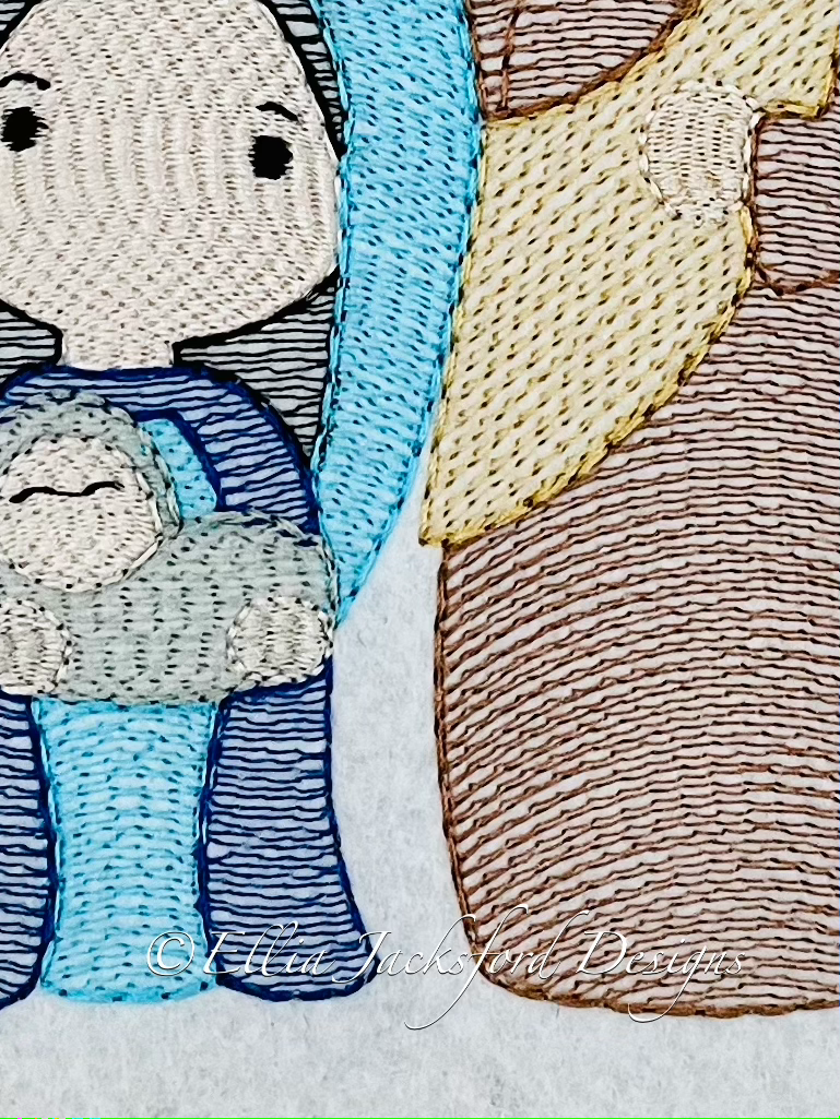 Thumbnail: Sketch Nativity Embroidery Design 3 SIZES