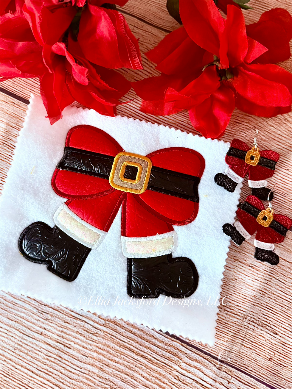 Thumbnail: Santa Bow Applique WITH FREEBIE  EARRINGS