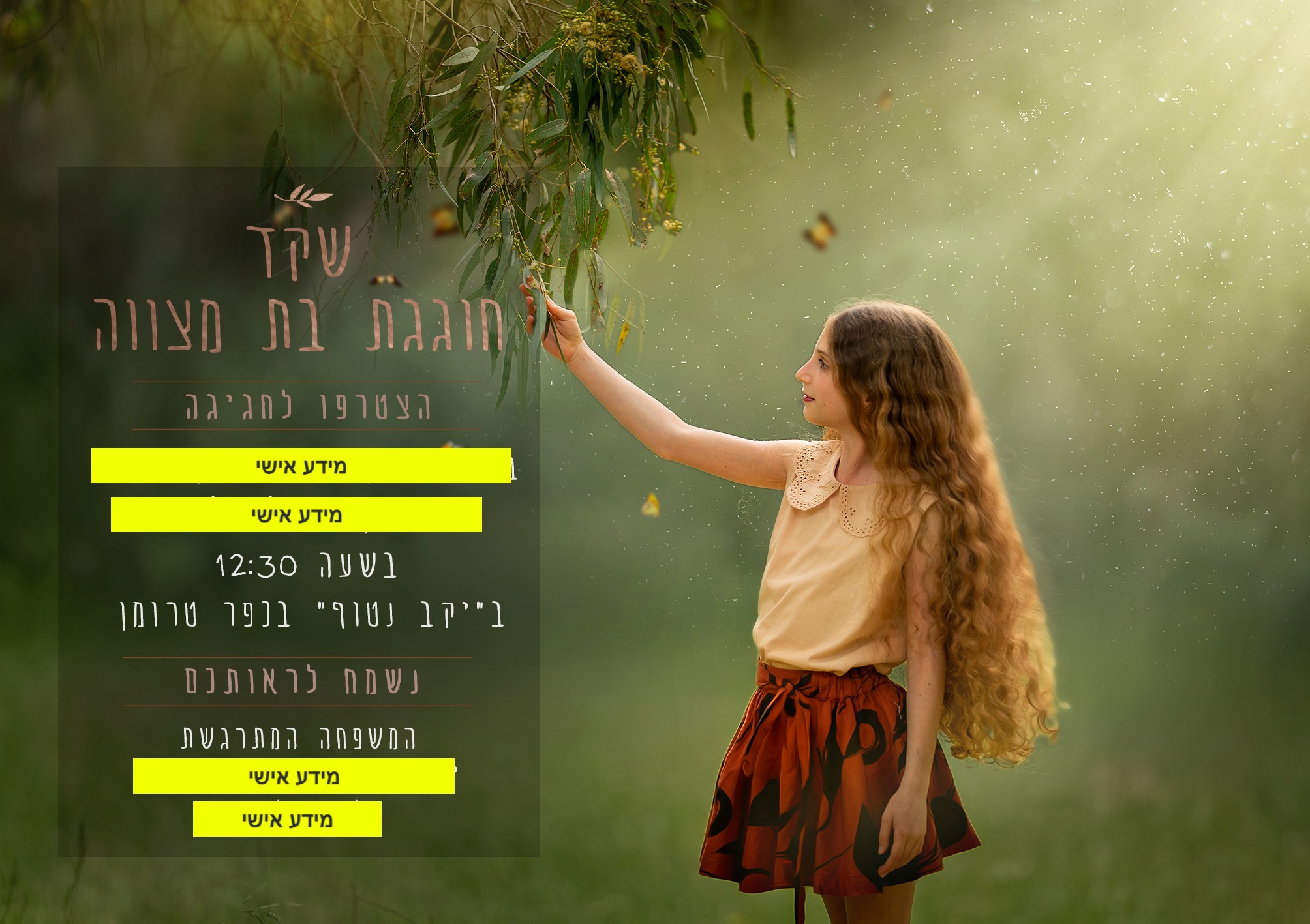 דוגמה להזמנה/קליפ לבת מצווה