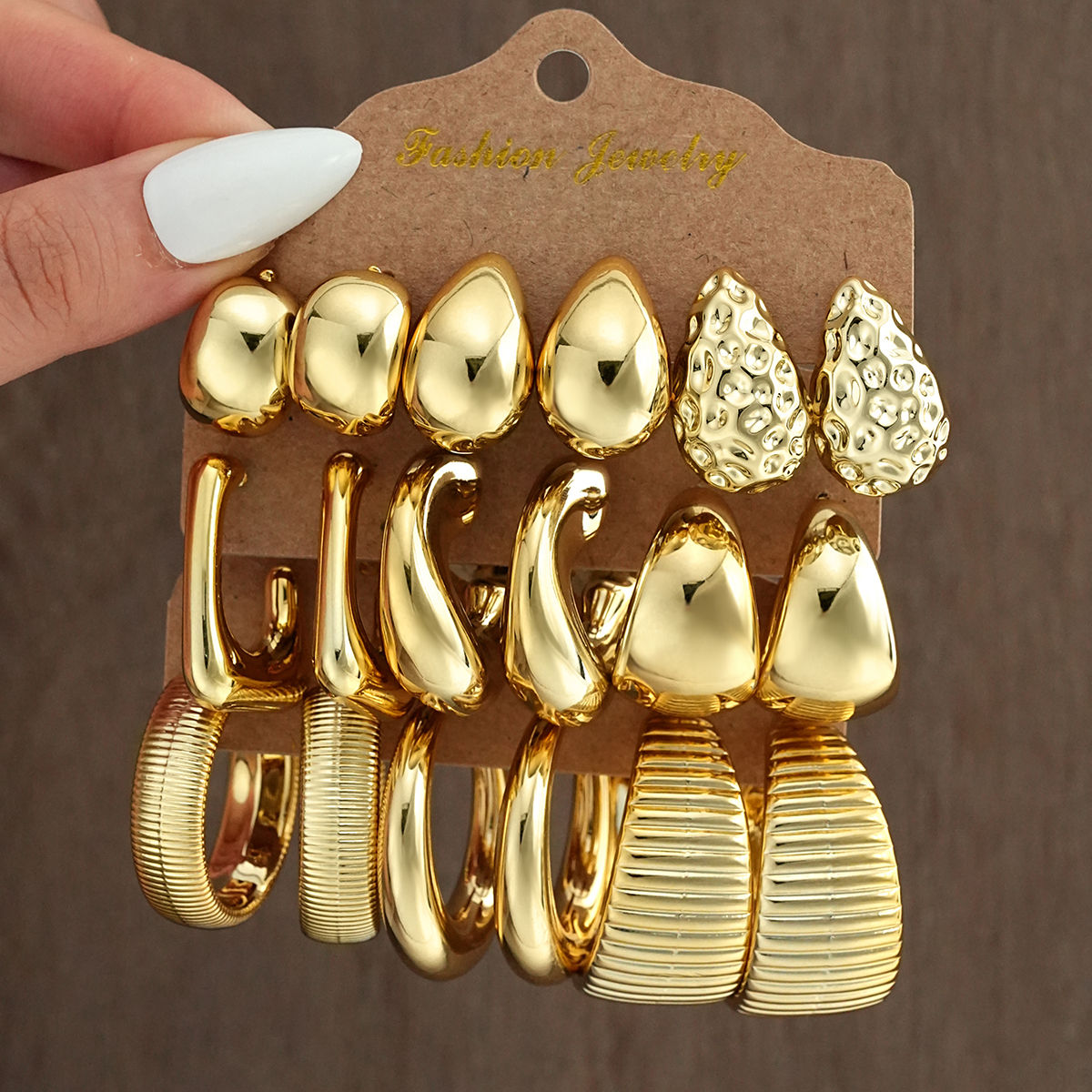 18Pcs/Set Vintage Punk Waterdrop Hoop Earring for Women Fashion Gold Silver Colo