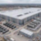 Aerial view of a large modern industrial warehouse facility