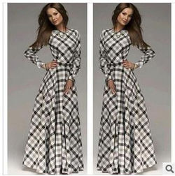 2015 Autumn Full-Sleeve Plaid Dress