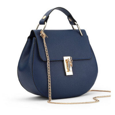 Blue and gold designer inspired shoulder bag
