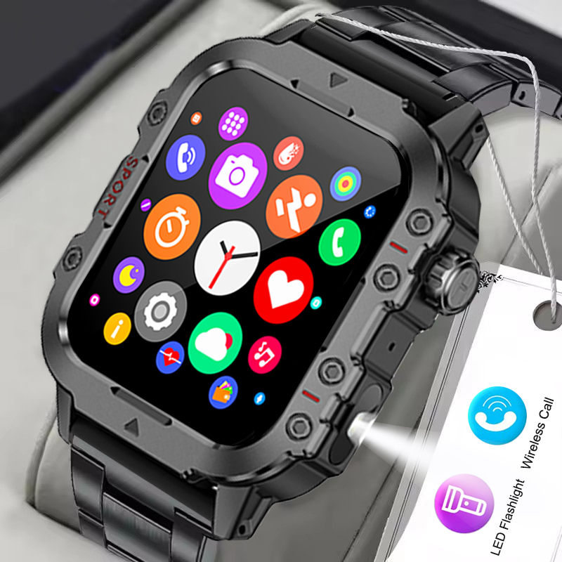 2026 New Military Smart Watch Men IP67 3ATM Outdoor Sports Fitness Tracker Healt