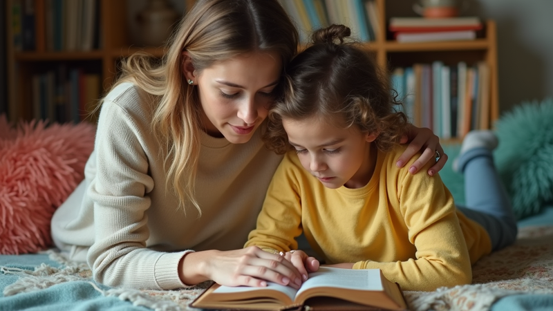 Parent and child reading together