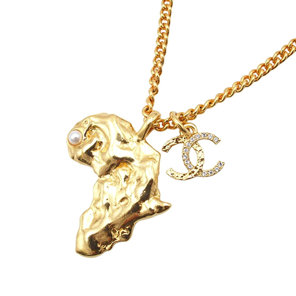 Miniature : Collier pendentif carte d’Afrique avec strass et logo CC - CHANEL