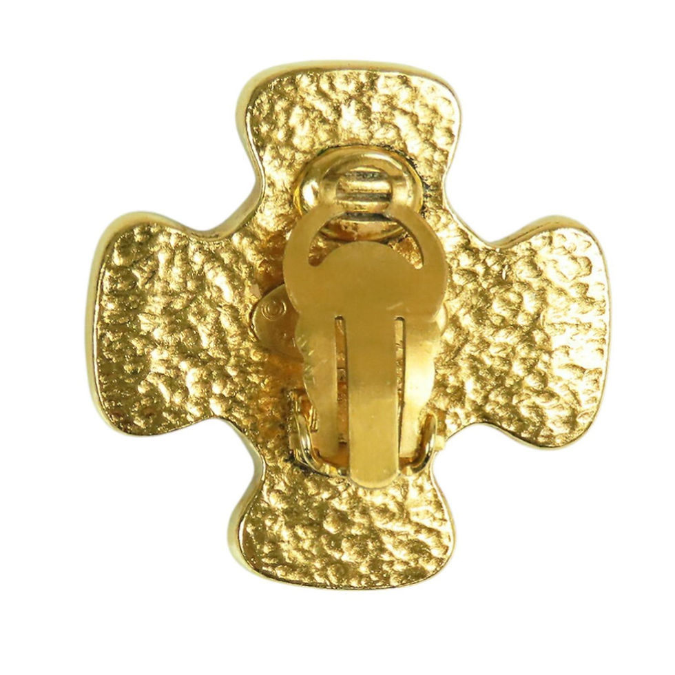 Miniatura: Chanel – Boucles d’oreilles clips plaqué or collection printemps 95 avec gripoix