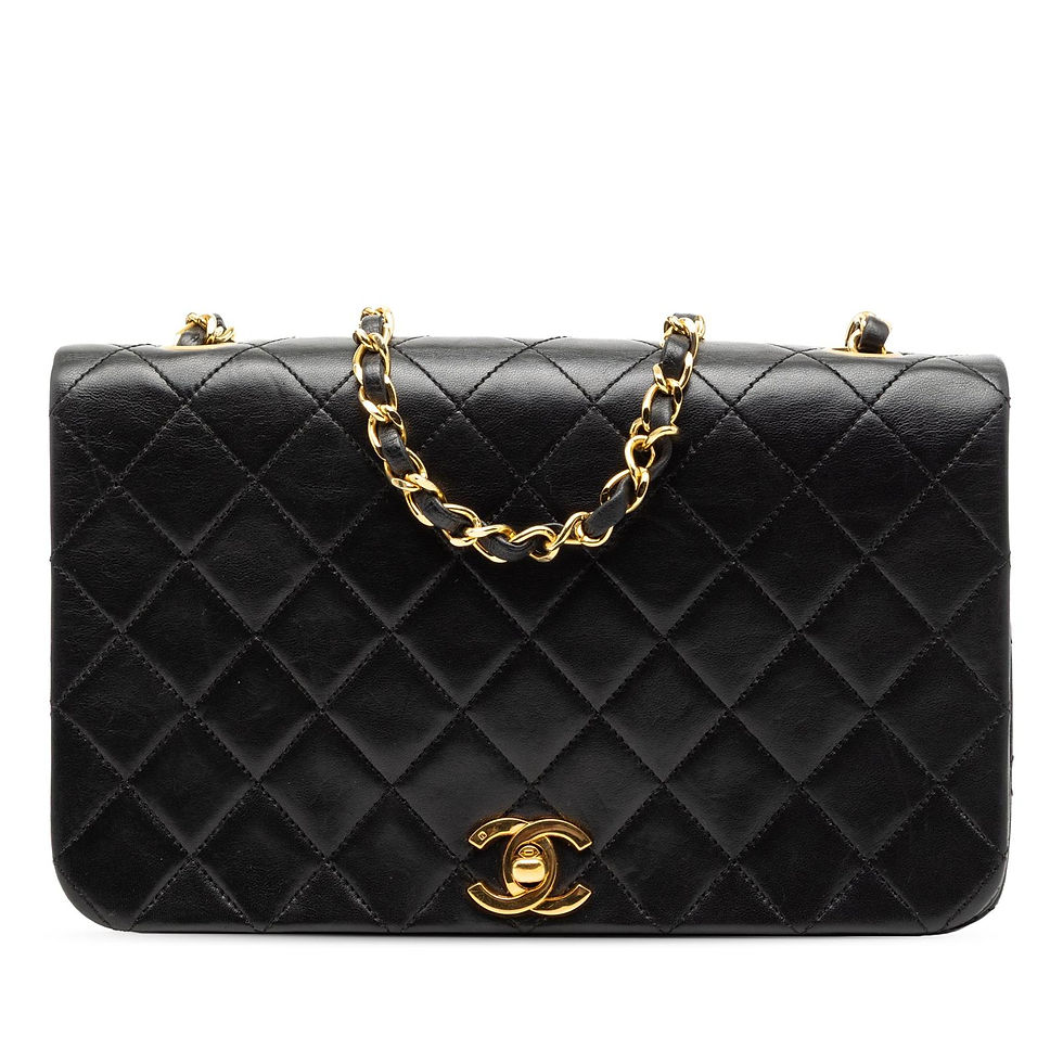 Thumbnail: Sac Full Flap matelassé en cuir d’agneau noir – CHANEL