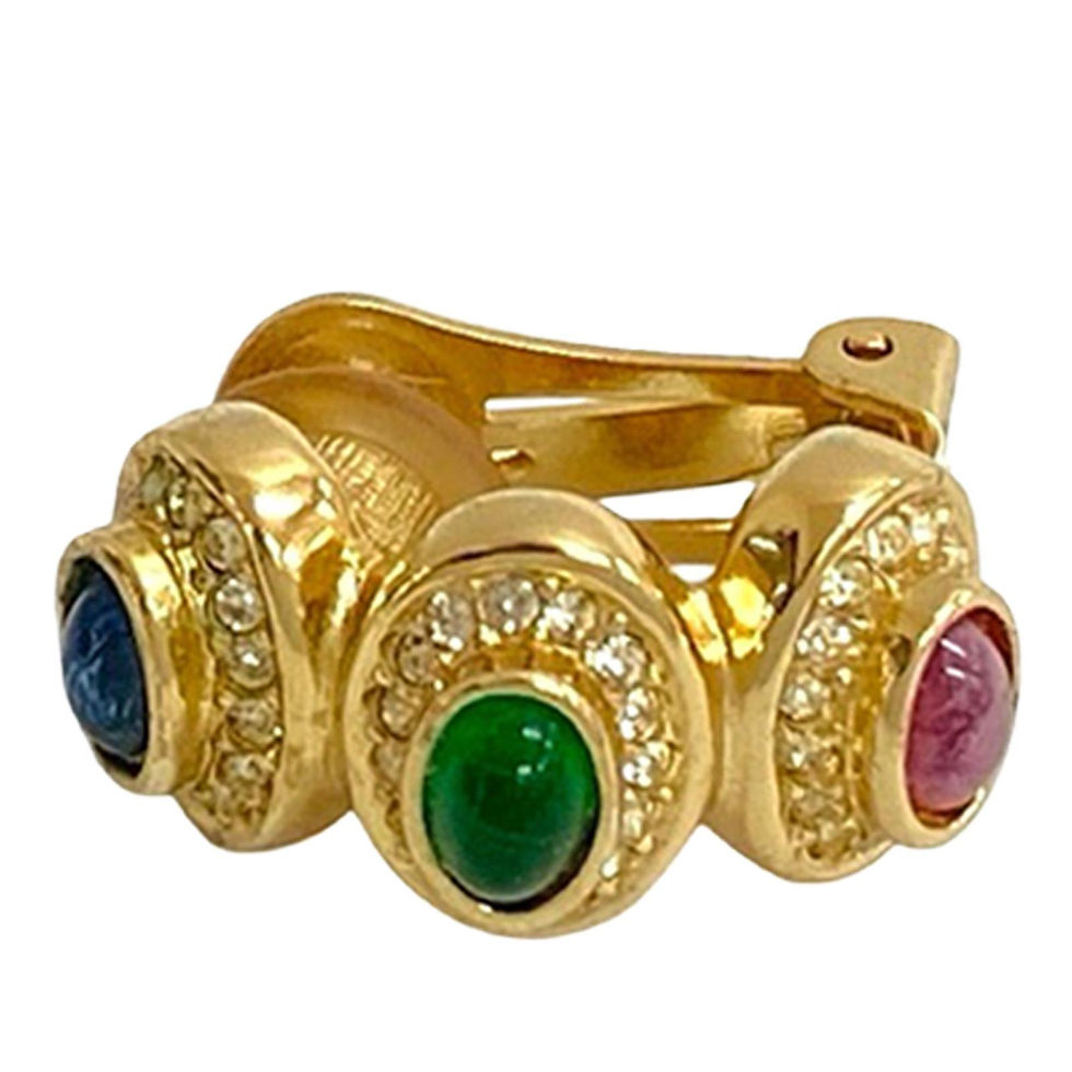 Miniature : Dior - Boucles d’oreilles “Gripoix & Strass” en métal doré – DIOR