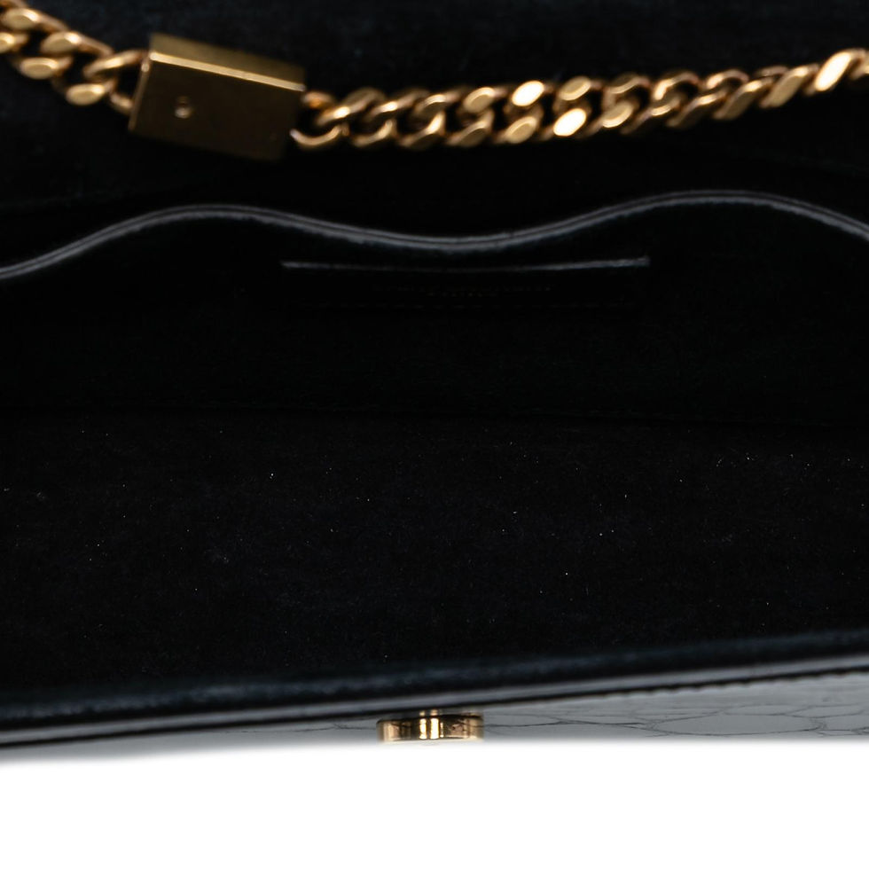 Miniature : Sac Kate small en cuir verni noir embossé croco – SAINT LAURENT
