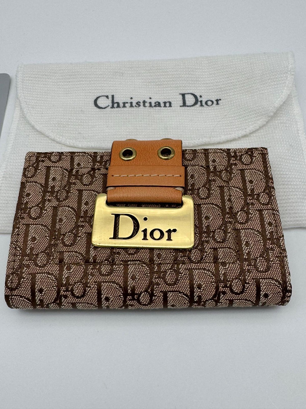 Miniature : Étui à clés “Trotter Canvas” en toile monogramme et cuir naturel – DIOR