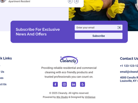 Cleanzly - Cleaning services template for wix studio