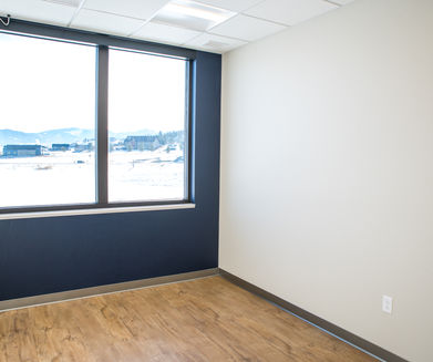 dentist office with window showing snowy outdoors