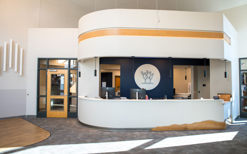 bright pediatric dentist office front desk