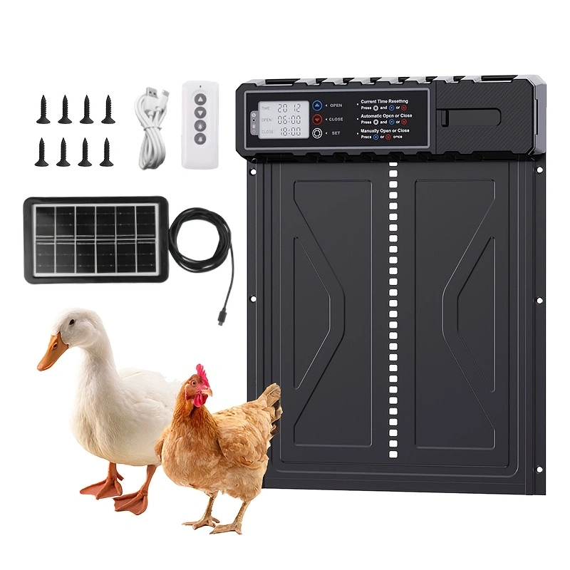 Thumbnail: Automatic chicken coop door, timed opening and closing, intelligent anti pinch p