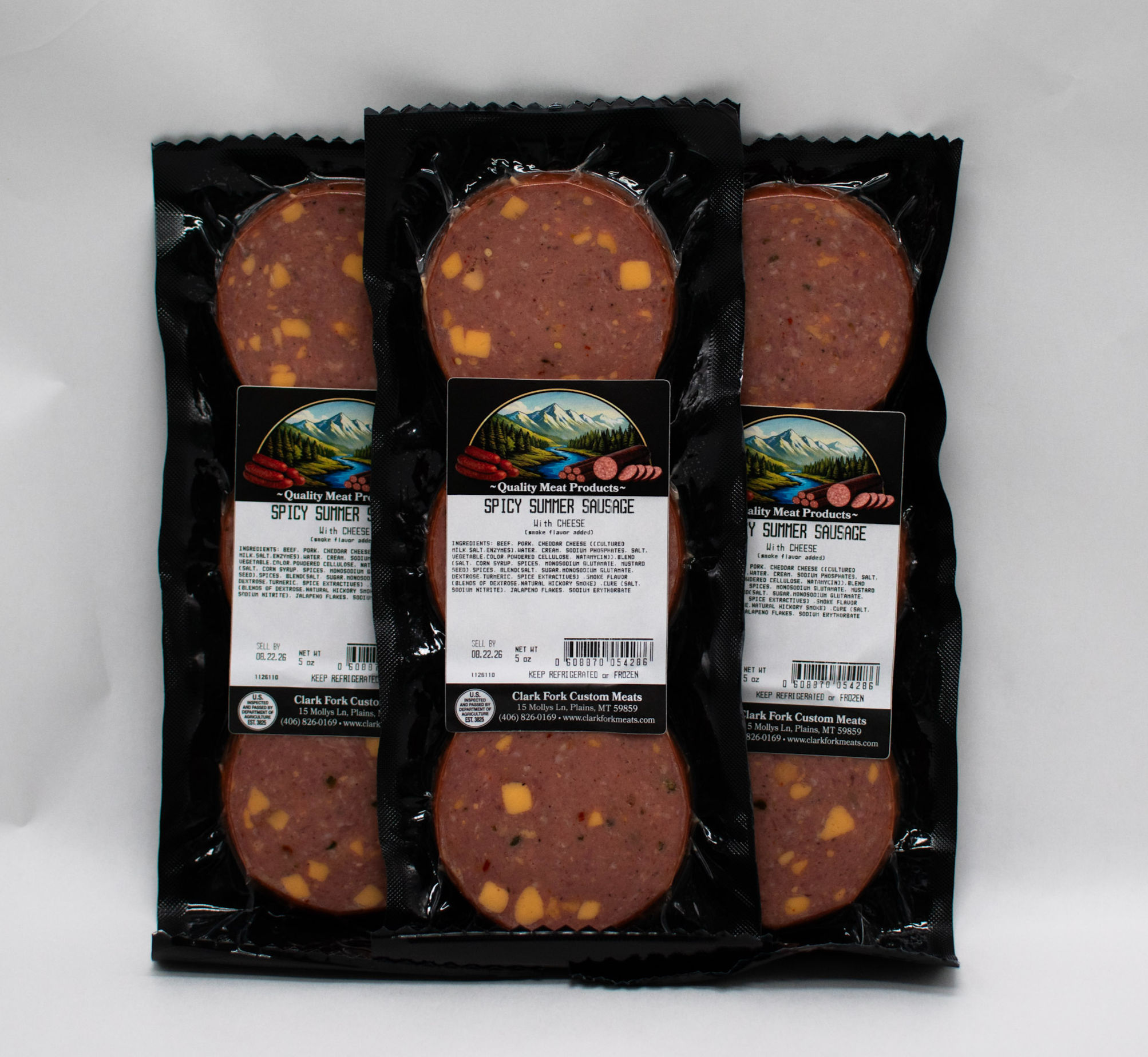 Spicy Summer Sausage with Cheese Slices (3 Packs)
